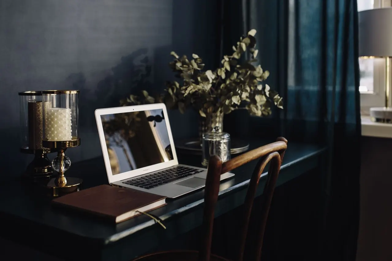 Modern office desk with a laptop